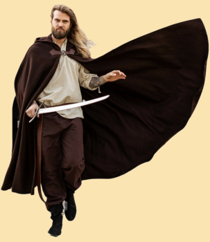 Wollumhang Ilmar" lange Kapuze und Schließe - braun