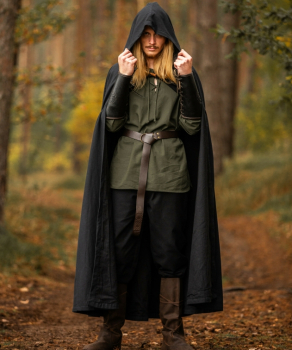 Mittelalter Umhang Johannes -  schwarz