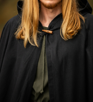 Preview: Mittelalter Umhang Johannes -  schwarz