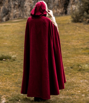 Preview: Wikinger Umhang "Fjell" mit Kunstfell -  rot