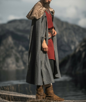 Wikinger Umhang "Janne" mit Kunstfell -  grau