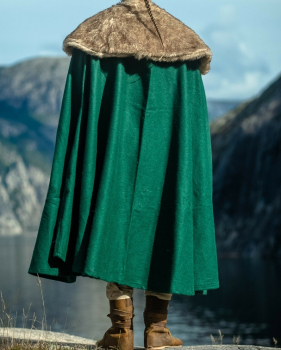 Preview: Wikinger Umhang "Janne" mit Kunstfell -   grün