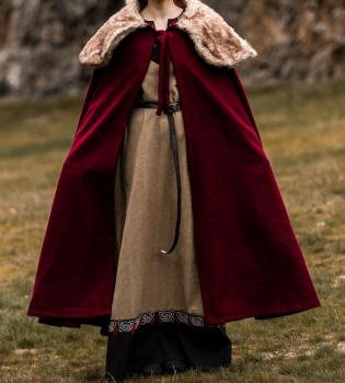 Wikinger Umhang "Janne" mit Kunstfell -  rot