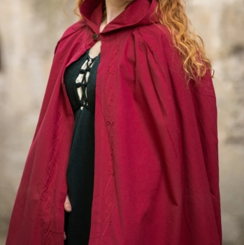 Preview: Mittelalter Umhang mit Stickerei "Erna" - rot