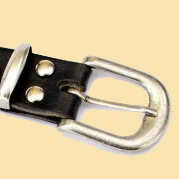 Preview: Klassischer Gürtel 3 cm - Spaltleder - schwarz - mit Schwerthalter- Schnalle abgerundet