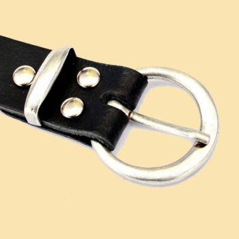 Preview: Klassischer Gürtel 3 cm - Spaltleder  - schwarz - schwerthalter  - Schnalle rund