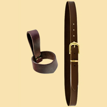 Preview: Klassischer Gürtel 3 cm - Spaltleder - braun - schwerthalter - Schnalle eckig