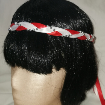 Jungfernband zweifarbig weiß-rot - Silber