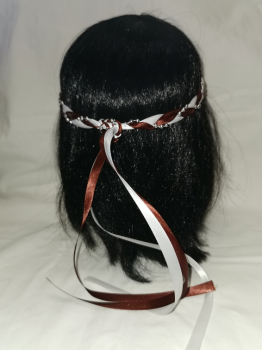 Preview: Jungfernband zweifarbig weiß-braun - Silber