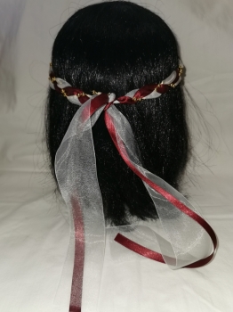 Preview: Jungfernband  – Organza - weinrot – Gold