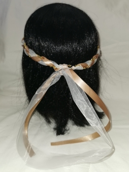 Jungfernband  – Organza - mocca – Gold