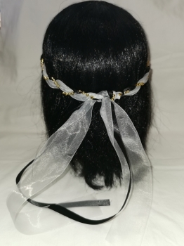 Preview: Jungfernband  – Organza - schwarz – Gold