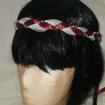 Jungfernband  – Organza - weinrot – Silber