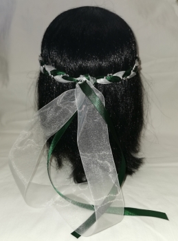 Preview: Jungfernband  – Organza - grün – Silber