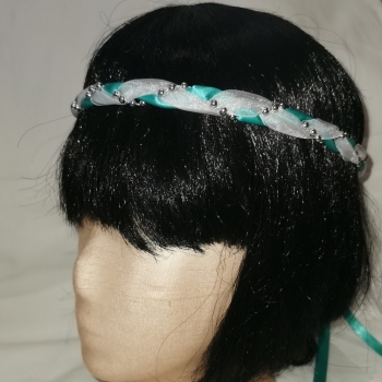 Jungfernband  – Organza - türkis – Silber