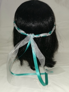 Preview: Jungfernband  – Organza - türkis – Silber