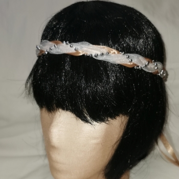 Jungfernband  – Organza - mocca – Silber