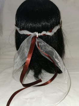 Jungfernband  – Organza - braun – Silber