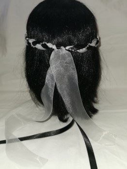 Preview: Jungfernband  – Organza - schwarz – Silber