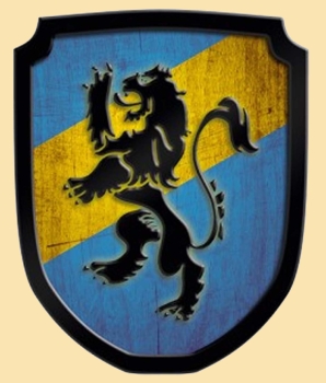 Löwe  - blau  -  Wappenschild