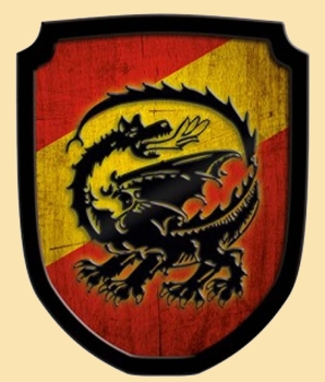 Drache  -  rot  -  Wappenschild