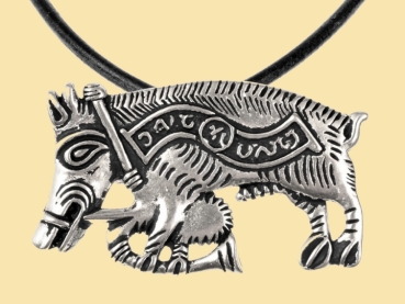 Preview: Pilgerzeichen - Schwein mit Dudelsack - versilbert