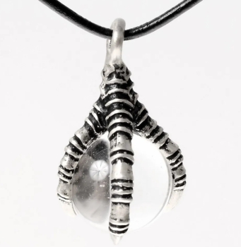 Preview: Kugel-Anhänger mit Klaue - groß - versilbert