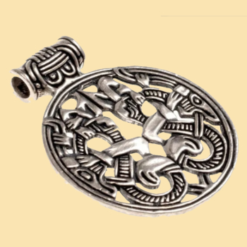 Wikinger Greiftier-Amulett von Vårby - versilbert