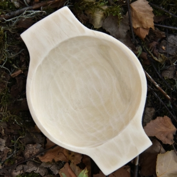 Preview: Holzschale mit Griffen  -  handgehauen  -  ca. 16 x 10 cm