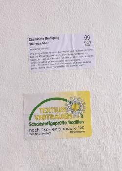 Preview: Lammfell - naturweiß - ca. 90 cm - Öko-Tex Standard 100