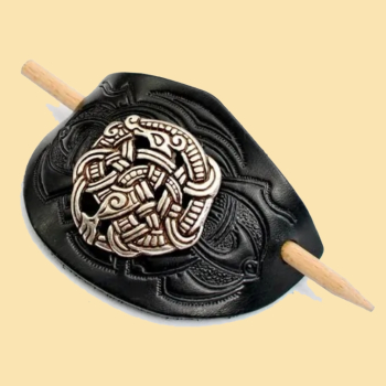 Haarspange mt großem Beschlag / Stift - schwarz - Wikinger