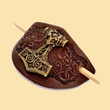 Haarspange mt großem Beschlag / Stift - braun - Thorshammer