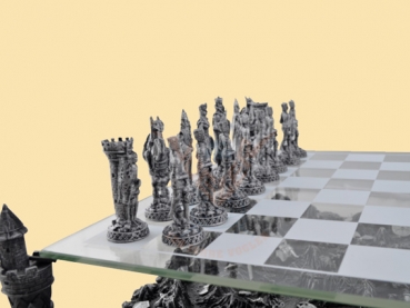 Preview: Zinnschach Ritter - Landschaft - 32 Zinnfiguren