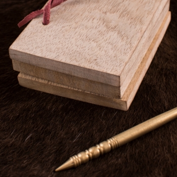 Holz-Wachsbuch mit Messing Stylus und Lederbeutel