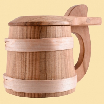 Bierkrug mit Klappdeckel - Holz - ca. 0,5 Liter