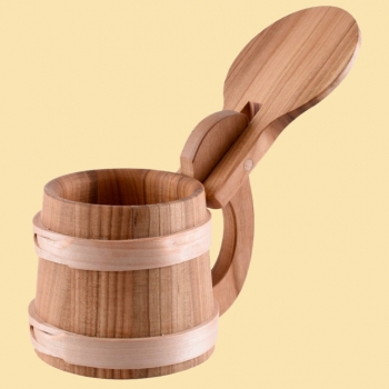 Preview: Bierkrug mit Klappdeckel - aus Holz -  ca. 0,5 l