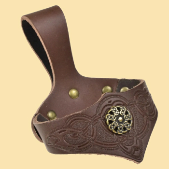 Preview: Trinkhorn-Halter - Prägung und Niete - braun - Größe 2