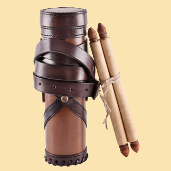 Römische Capsa -  Schriftrollenbehälter aus Leder - mit 3 Schriftrollen