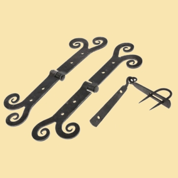 Preview: Scharnier-Set  -  Eingerollte Enden  -  mit Haspe