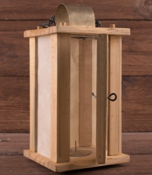 Preview: Holzlaterne mit Rohhaut-Fenstern