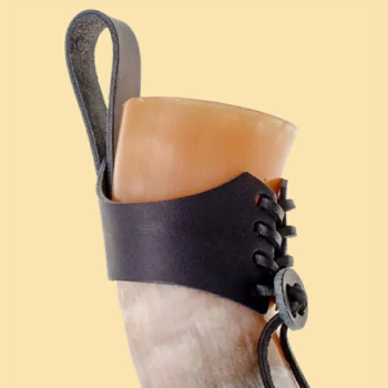 Preview: Geschnürter Trinkhornhalter - fest - schwarz - Größe 3