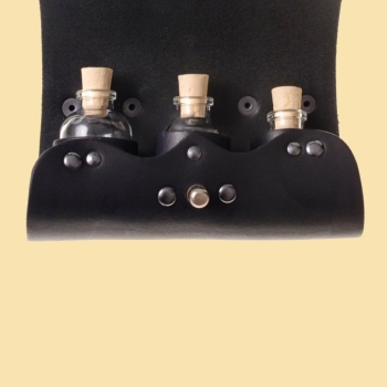 Preview: Tranktasche - Knopf mit Ecken  - braun - 3 Flaschen