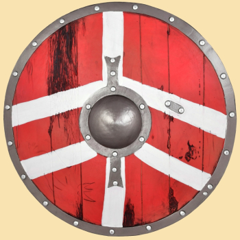 LARP Wikinger Schild Bjornir - rot/weiß - 60 cm