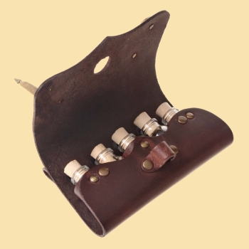 Preview: Tranktasche - Riemen-Durchzug - Raben - braun - 5 Flaschen