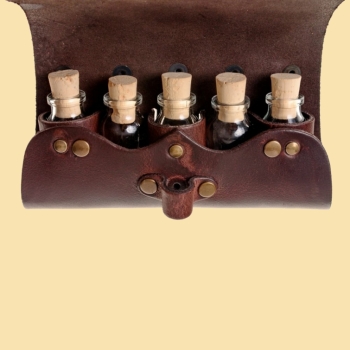 Preview: Tranktasche - Riemen-Durchzug - Raben - braun - 5 Flaschen