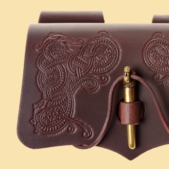 Preview: Tranktasche - Drachen-Verschluss - Wikinger - braun - 5 Flaschen