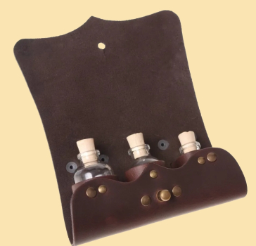 Preview: Tranktasche mit Knopf-Verschluss -  braun 3 Flaschen