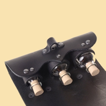 Preview: Tranktasche - Horn-Verschluss - Keltisch - schwarz - 3 Flaschen