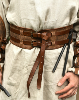 Preview: Gürtel Sindri aus Fettleder, braun - L/XL