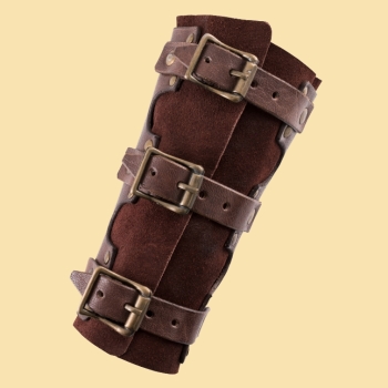 Preview: Armschützer - Leder mit Nieten - Paar - braun
